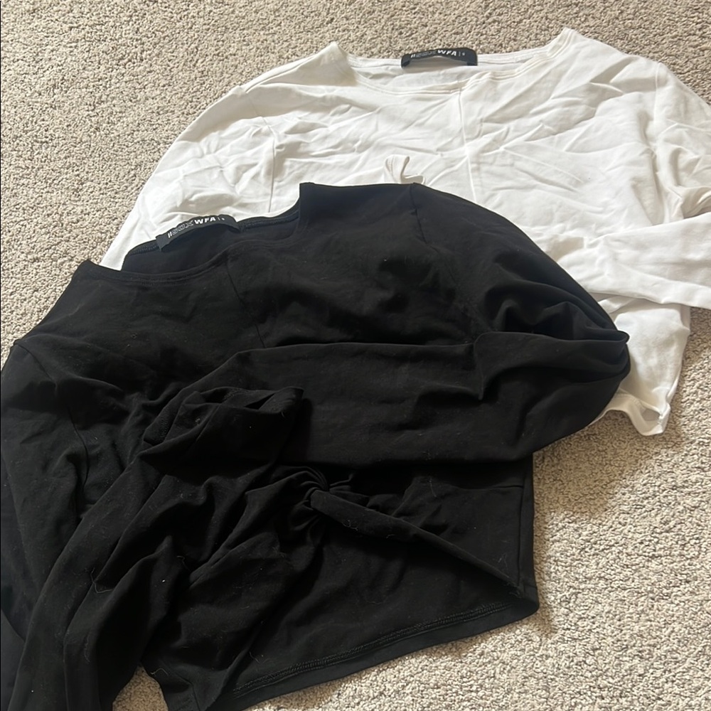 White Fox Active White and Black Long Sleeve Top Bundle
